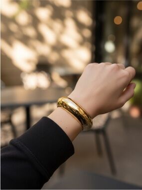 Chunky Gold Dome Bangle Bracelet